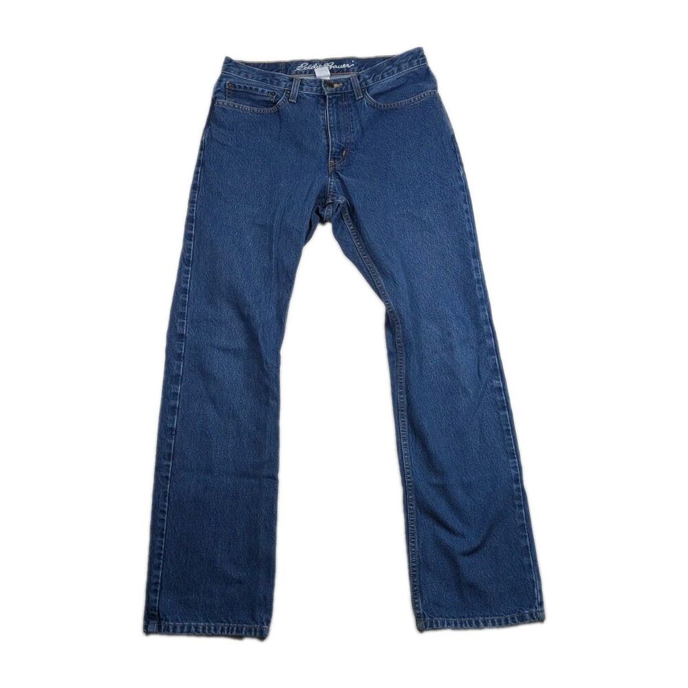 Eddie Bauer Mens Original Straight Fit Dark Wash Denim Jeans Size 31x32